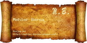 Mehler Borsa névjegykártya